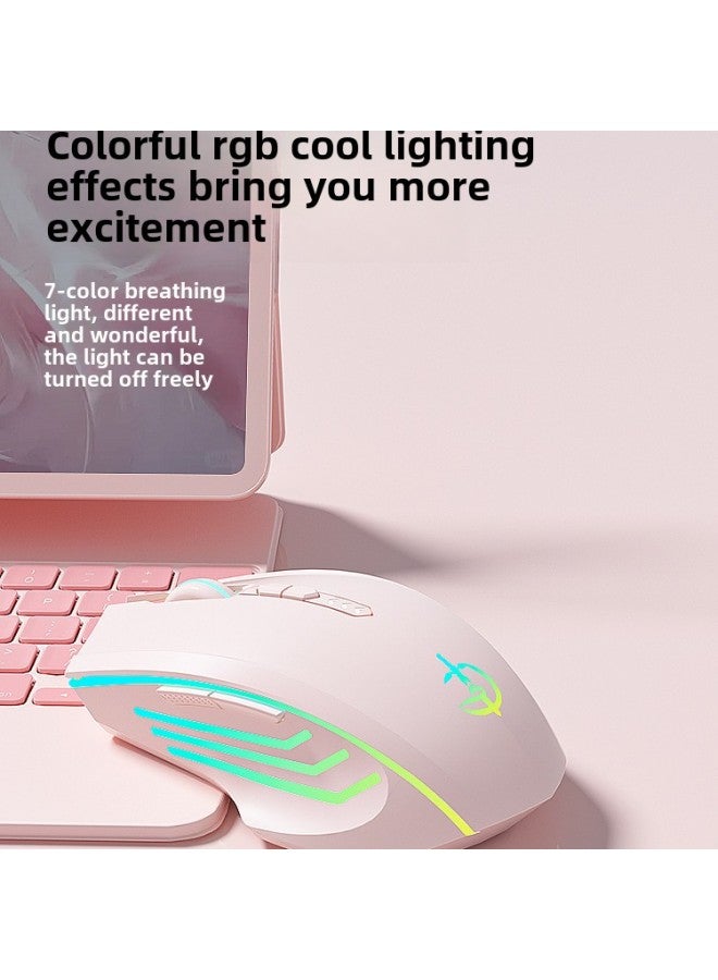 Bluetooth Wireless Mouse Silent Silent Rechargeable Gaming E-Competition Male And Female Desktop Laptop Universal-Specifications:Ultimate 7-key-dual Mode-2400dpi-rgb Light + One-click Return To Desktop-snow White-official Standard - Image 4
